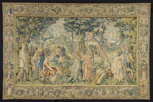 Cephalus i Procris Gobelin przedstawiający historię Kefalosa i Procrisa z serii Diana Historie Diany (tytuł serii) autorstwa François Spiering (workshop of)