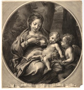 François Spierre - Madonna del Latte (Dziewica z Dzieciątkiem i aniołem), wg Correggia, szer. 8,14
