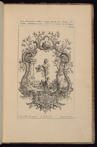Kartusz z kobiecym popiersiem, Livre d’ornements (Księga ozdób) autorstwa François de Cuvilliés the Elder