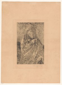 Młoda kobieta z kwiatowym szalem autorstwa François de Meersman (signed by artist)