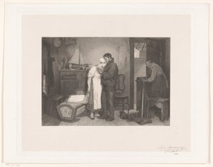 Visser Interior z rozpaczającą parą przy pustym łóżeczku autorstwa François de Meersman (signed by artist)