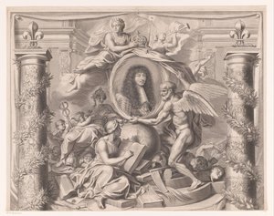 Alegoryczny portret Ludwika XIV (część górna) autorstwa François de Poilly (I)
