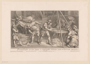 Pracownicy zajęci przetwarzaniem ziarna autorstwa François de Poilly (II)
