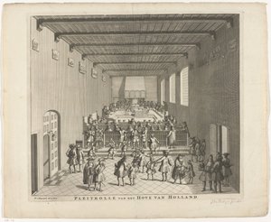 Sąd Holandii na posiedzeniu, ok. 1700 Pleitrolle van den Hove of Holland (tytuł na obiekcie)