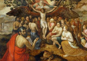 Trynitarna alegoria, Bóg gromadzący swój lud i ... autorstwa Frans Floris