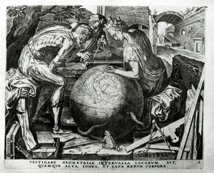 Geometria, rytowana przez Hieronima Koguta (ok. 1510-70) autorstwa Frans Floris