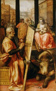 Święty Łukasz malujący Matkę Boską (olej na desce) autorstwa Frans Floris