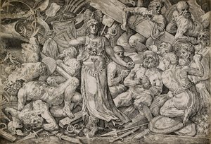 Wiktoria otoczona więźniami i trofeami, 1552. autorstwa Frans Floris