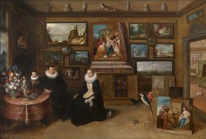 Kunstkammer z małżeństwem i synem, pierwsza trzecia XVII wieku.