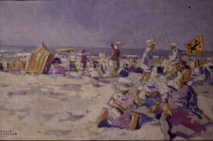Scena na plaży (olej na płótnie)