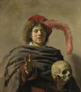Portret młodego mężczyzny z czaszką (Vanitas). 1626-28 autorstwa Frans Hals