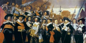 Grupowy portret oficerów i podoficerów Gwardii Obywatelskiej w Haarlemie autorstwa Frans Hals