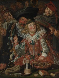Zapusty biesiadników (The Merry Company) c.1615 (olej na płótnie) autorstwa Frans Hals