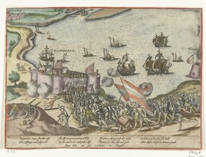 Zdobycie fortu Rammekens, 1573 autorstwa Frans Hogenberg
