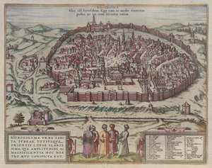 Mapa Jerozolimy Od: Jansson, Jan Mapa znakomitych miast Hiszpanii, Amsterdam, 1657, 1657 autorstwa Frans Hogenberg