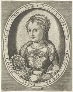 Portret Katarzyny Medycejskiej Portrety królów, królowych, książąt i księżniczek (tytuł serii) autorstwa Frans Huys