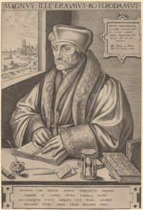 Erazm z Rotterdamu autorstwa Frans Huys after Hans Holbein the Younger