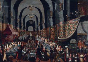 ""Le festin de Balthazar" (Święto Baltazara) Obraz Franciszka Franckena II powiedział młodszy (1581-1642) Kolekcja prywatna