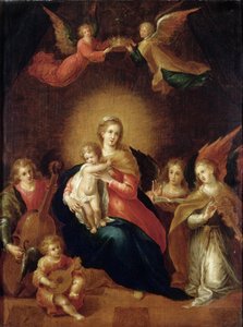 Dziewica z Dzieciątkiem z aniołami tworzącymi muzykę autorstwa Frans II Francken the Younger