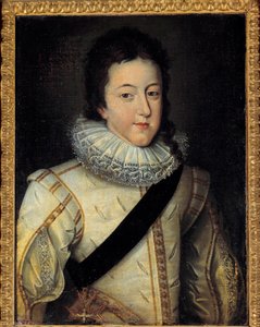 Portret Ludwika XIII, króla Francji i Nawarry (1601-1643) w czasie jego ślubu w 1616 (h s/t 0,64 x 0,44) według Fransa Pourbusa Le Jeune (Francois (Franz) Porbus autorstwa Frans II Pourbus
