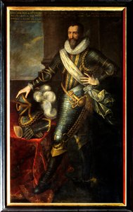 Portret Maksymiliana de Bethune, księcia Sully (1559-1641), jako wielkiego mistrza artylerii. Obraz Pourbusa Franza II Le Jeune (Frans lub Francois Porbus autorstwa Frans II Pourbus
