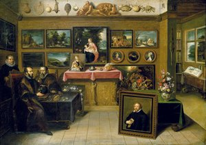 Gabinet kolekcjonerski z Abrahamem Orteliusem i Justusem Lipsiusem, 1618