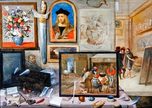 Wnętrze Pracowni Artysty (olej na desce) autorstwa Frans II the Younger and workshop Francken