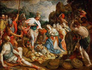 David et Abigail - David i Abigail, przez Pourbusa, Fransa Starszego (1546-1581). Olej na drewnie, ca. 1575. Wymiar : 158x208 cm. Muzeum Historii Sztuki, Wiedeń