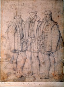 Portret trzech Coligny: kardynała Odeta (1515-1571), Gasparda (1517-1572), admirała Francji i Francois (1521-1569), pana Andelot. Rysunek przypisywany Fransowi (Francois (Franz) Pourbus l