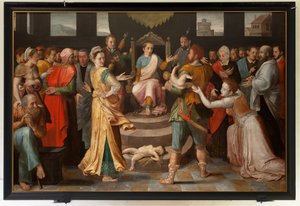 Wyrok Salomona. François Pourbus Starszy, Frans Pourbus de Oudere. XVI wiek (olej na drewnie)