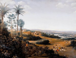 Wioska Serinhaem w Brazylii lub Dom plantatora trzciny cukrowej w Brazylii (olej na płótnie) autorstwa Frans Post