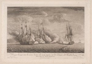 Bryg Lougen zostaje zaatakowany w St. Tomasz, 3 marca 1801 r. autorstwa Frans Martin Dodt