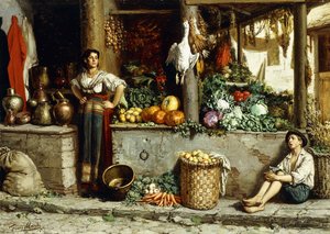Rynek warzywny; Targ warzywny, 1874 autorstwa Frans Meerts