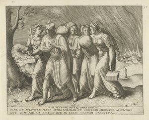 Lot opuszcza Sodomę Z zemstą połączoną z miłosierdziem (tytuł na przedmiocie) Geschiedenis van Lot (tytuł serii)