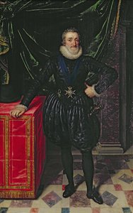 Portret Henryka IV (1553-1610) króla Francji w czarnym stroju, ok. 1610 (panel)