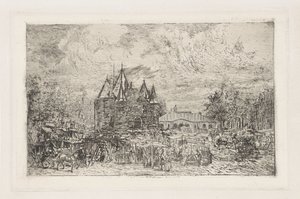 Widok na Nieuwmarkt, Amsterdam autorstwa Frans Schikkinger