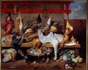 Stół kuchenny z dziczyzną, rybami i roślinami strączkowymi Obraz Fransa Snydersa (1579-1657) 1630 wym. 2,73 x 3,40 m Lyon, Musee des Beaux Arts
