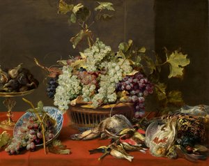 Martwa natura z winogronami i grą autorstwa Frans Snyders