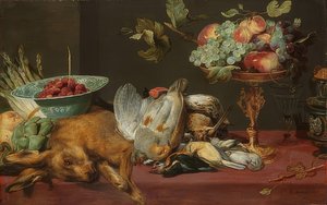 Martwa natura z drobną zwierzyną łowną i owocami autorstwa Frans Snyders or Snijders