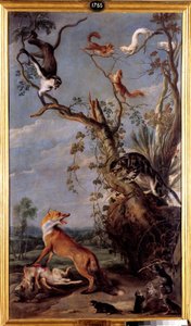 Kot i lis Ilustracja do bajki autorstwa Jean de la Fontaine. Obraz Fransa Snydersa (1579-1657) (ec.flam.) Madryt XVII w., Muzeum Prado.
