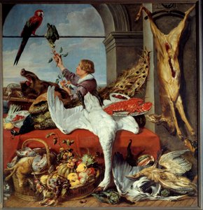 Wnętrza biur Martwa natura z dziczyzny, warzyw. obraz Franza Snydersa (1579-1657) XVII w. Niedz. 2,26x2,36 m Caen, Musee des Beaux Arts autorstwa Frans Snyders or Snijders