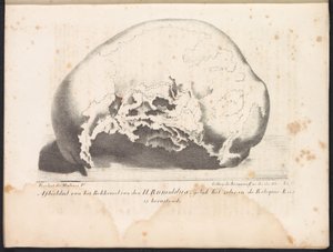 Czaszka Świętego Rumbolda, 1825 Przedstawienie miednicy św. Rumoldusa w postaci zrezygnowanego Reliquie-Kas (tytuł na obiekcie)