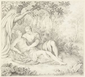 Zakochana para pod drzewem autorstwa Frans van Mieris (II)