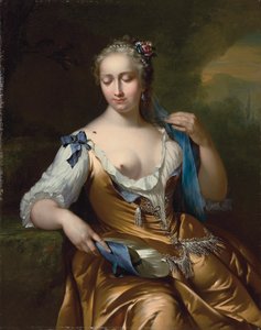 Dama w krajobrazie z muchą na ramieniu: alegoria dotyku, 1742