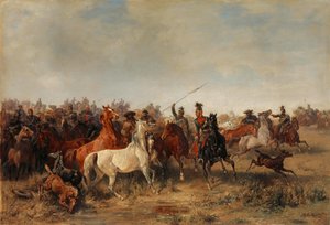 Ułani kradną konie z Honved-Hussars, 1863