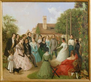 Pfaenderspiele der Familienmitglieder Alt im Garten - Gra w przepadki w ogrodzie rodziny Alt ... (obraz na płótnie) autorstwa Franz Alt