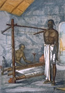 Tkacz, z „Hindusi, czyli opis ich manier, strojów i ceremonii”, ok. 1808-12 (kolorowa akwaforta) autorstwa Franz Balthazar Solvyns