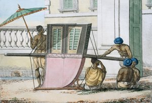 Siedzisko palankin, z „Maniery, zwyczaje i suknie hinduistów”, 1799 (kolorowa akwaforta)