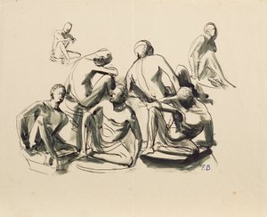 Siedmiu siedzących młodzieńców autorstwa Franz Barwig d. Ä.