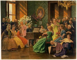 Bedrich Smetana w gronie przyjaciół w latach 1865, 1923.